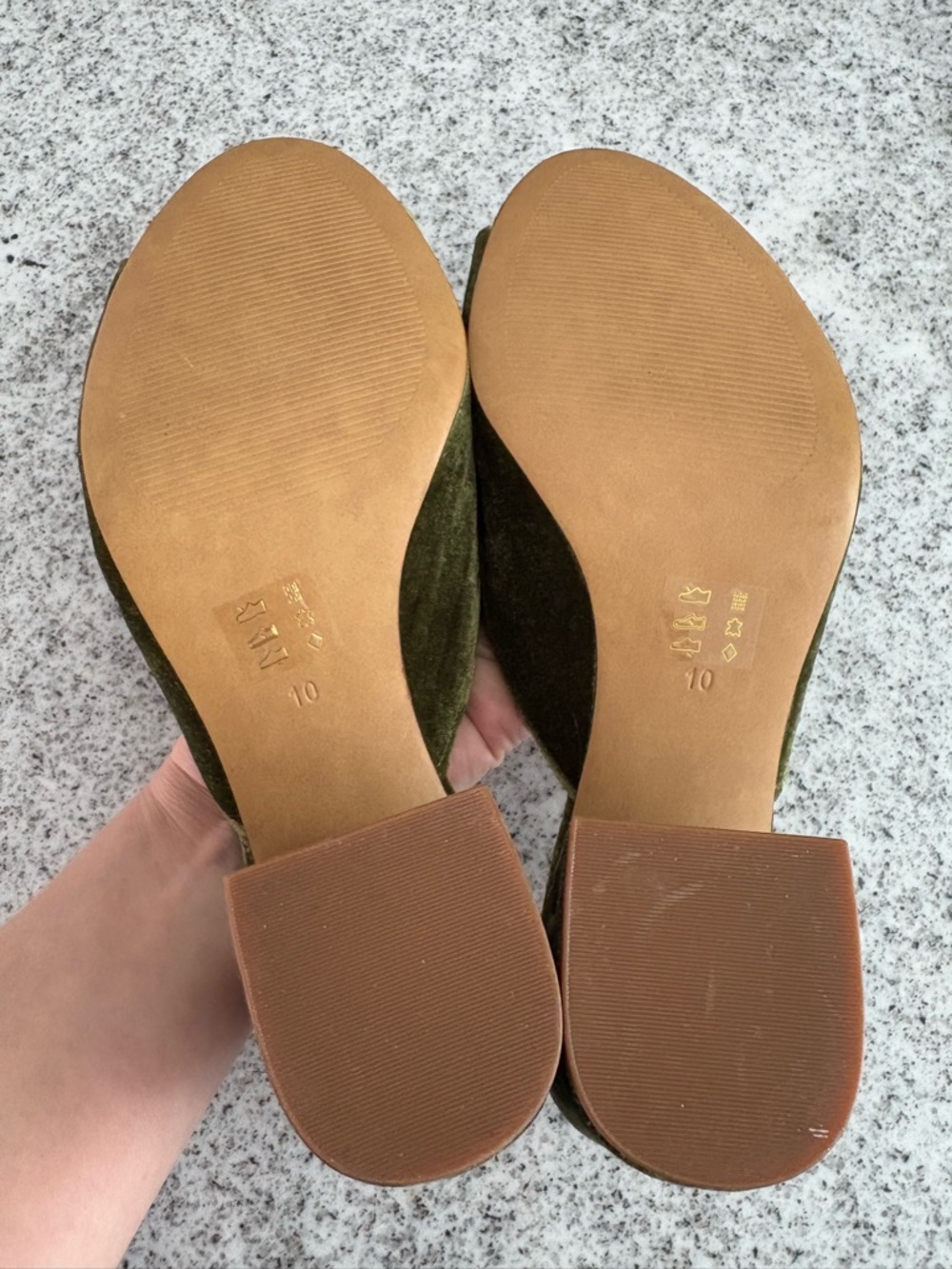 Madewell green velvet slide heels *FLAW* size 10 - Picture 8 of 12